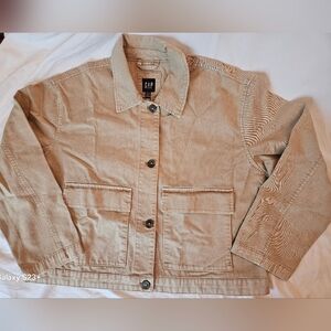 GAP Tan Denim Jacket, Buttons, Large Pockets, Collar, NWT, XL